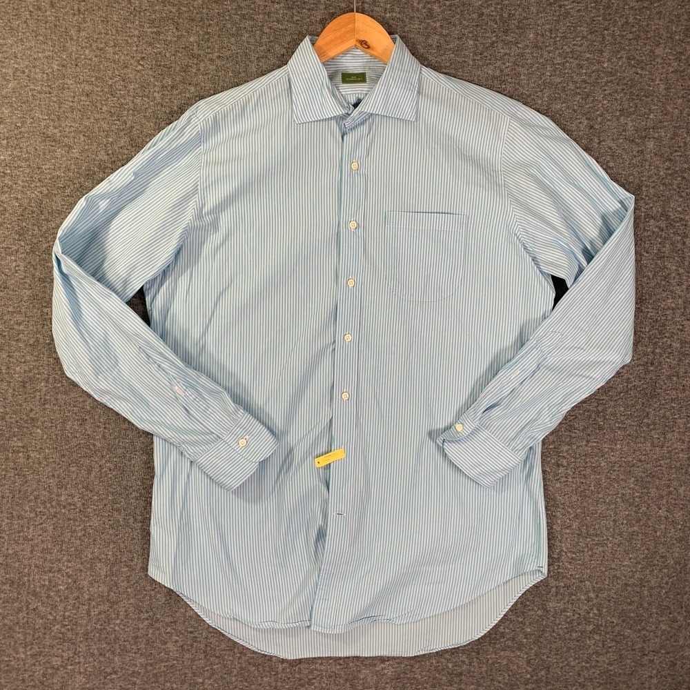 Sid mashburn Shirt Men Large Blue Striped Button Up Modern Classy Business